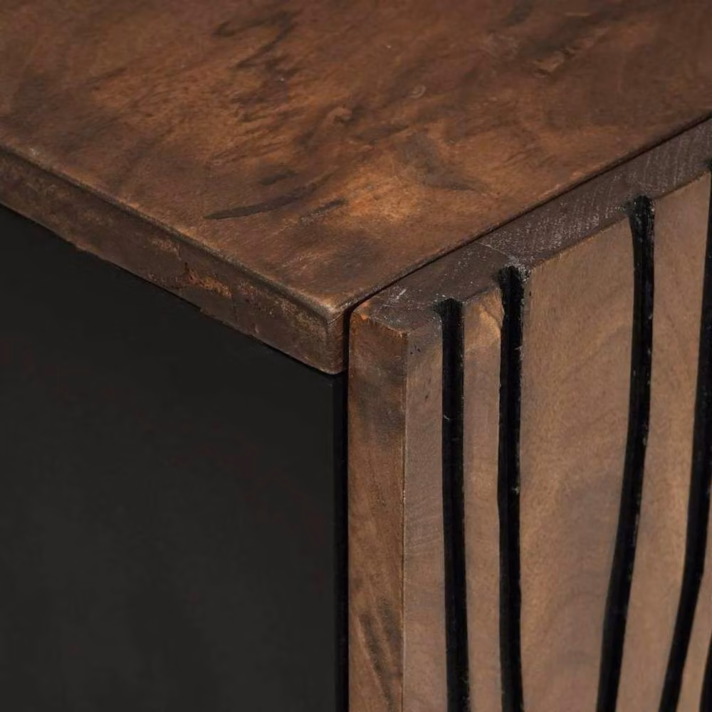 Berkfield Home Modern TV Cabinet in Brown Solid Mango Wood, W: 105 cm, D: 46 cm, H: 33.5 cm – 5