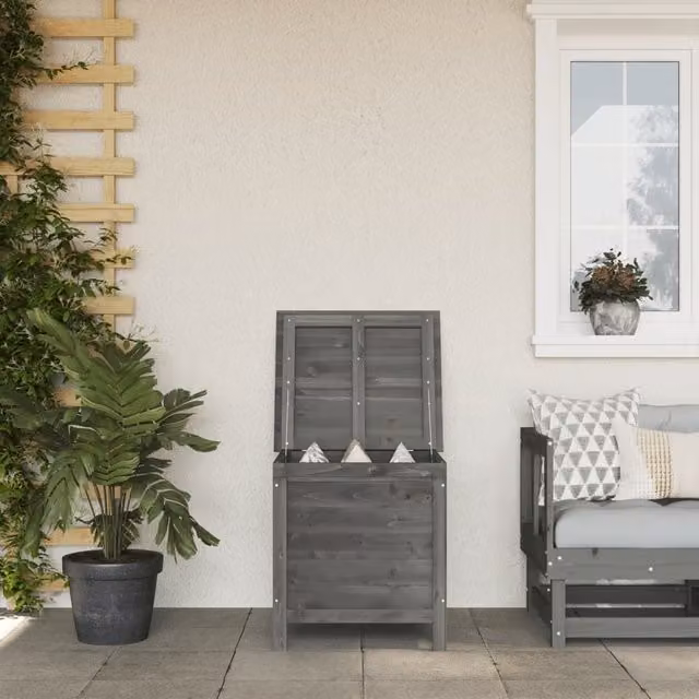 Berkfield Home Garden Storage Box in Anthracite and Black Solid Wood, W/D/H: 50 x 49 x 56.5 cm – 1