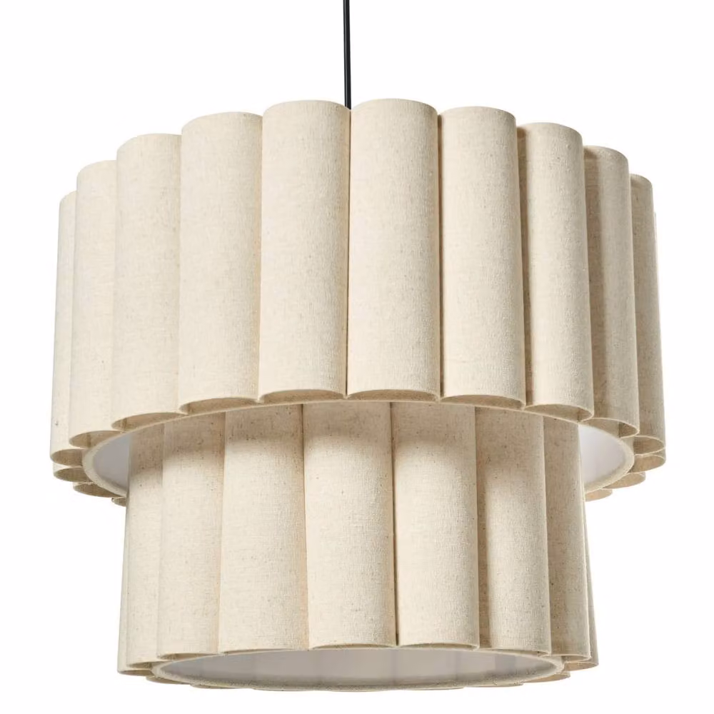 Wyld and Coco Pendant Lamp in Beige and Black with Fabric Shade – 2