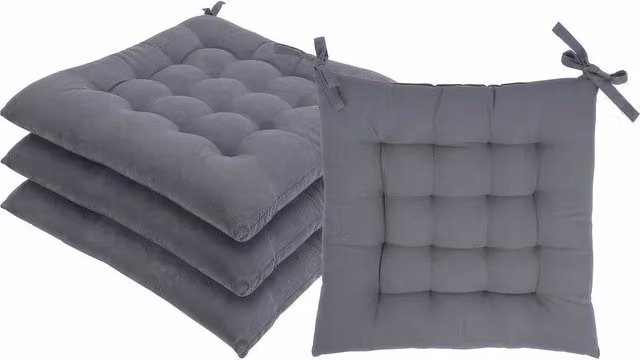 Harbour Housewares Square Seat Pads, Pack of 4, Grey, W/D: 40 x 40 cm – 1