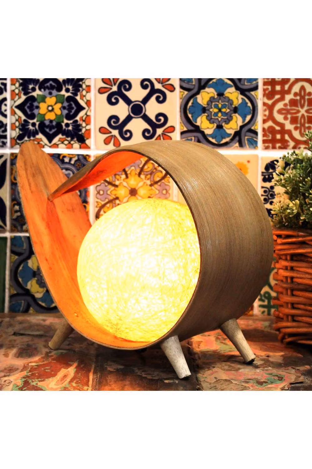 KDMD Brown Natural Rattan Table Lamp with Bulb Included – 2