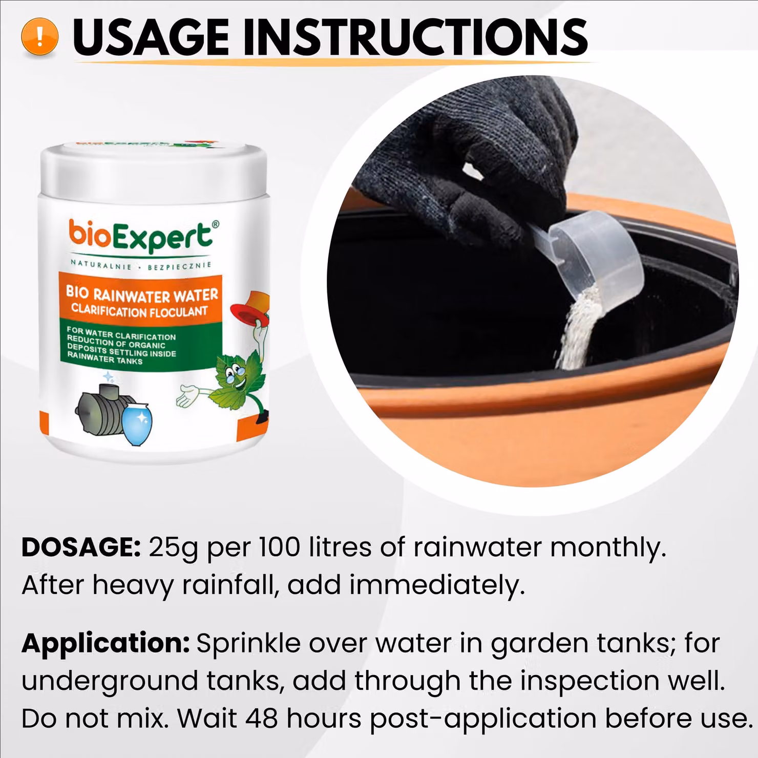 Novecrafto Non-Toxic Bio Water Butt Cleaner Powder 450g for Rainwater Collectors in Green and White – 2