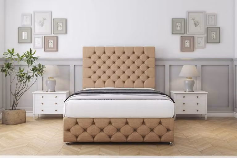 Sloomy Watson Dumfries Divan Bed Set in Brown, Double Size, W/D/H: 140 x 200 cm