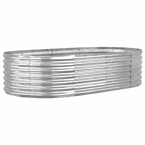 vidaXL Galvanised Steel Garden Raised Bed, Silver, W: 152 cm, D: 80 cm, H: 36 cm – 1