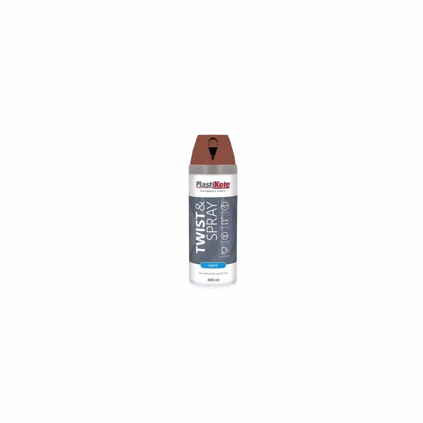 Plastikote Twist & Spray Matt Paint in Pantile Red, 400ml – 2