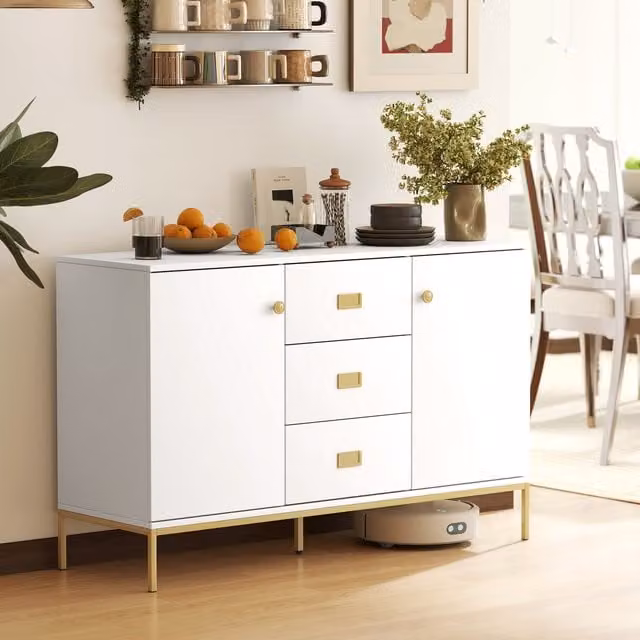 HOMCOM Modern Freestanding Storage Cabinet with Drawers in White