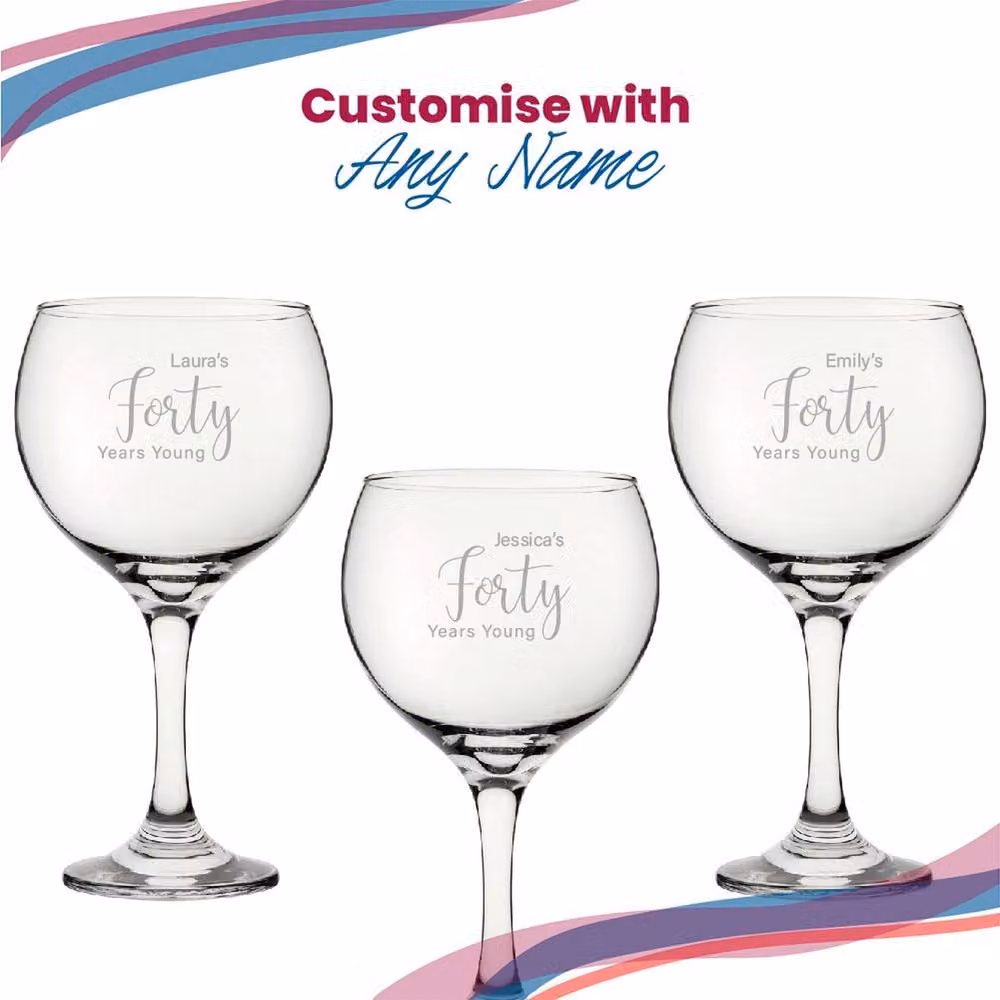 Uniqueful Personalised 40th Birthday Women's Cubata Gin Cocktail Glass in Clear – 3