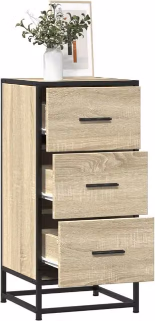 Berkfield Home Industrial Sideboard in Brown Sonoma Oak, W/D/H: 35.5 x 35.5 x 76 cm – 1