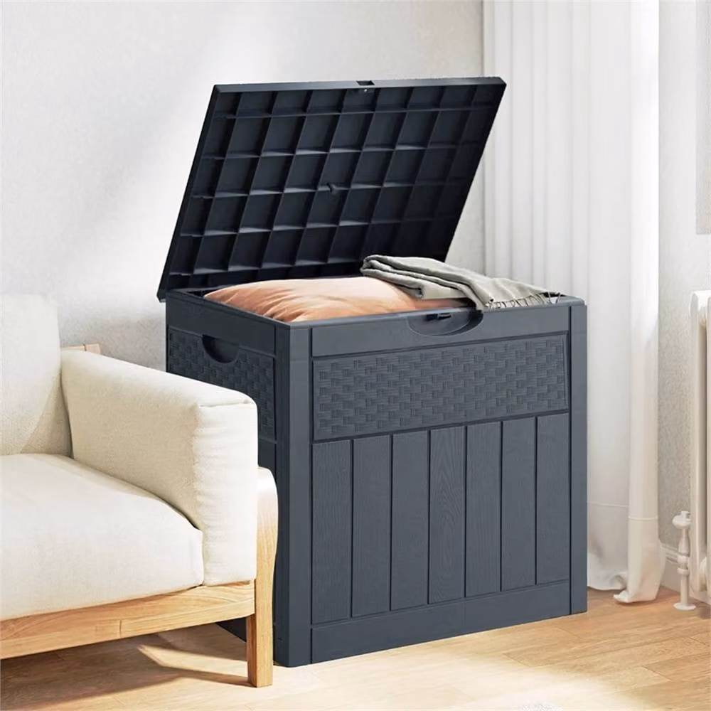 Kelvenix Large Outdoor Storage Box in Grey Wood Grain for Garden and Patio, 126L – 5