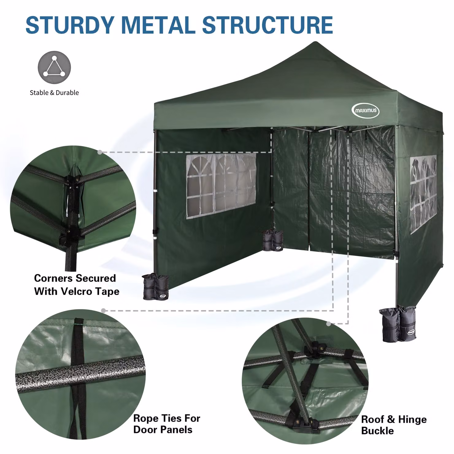MCC Direct Maximus Heavy Duty Pop Up Gazebo with Removable Sides, Green – 2