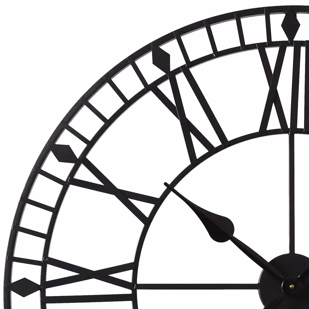 Home Garden Direct EOS Skeleton Wall Clock with Roman Numerals in Black, W/D/H: 80 x 80 x 1 cm – 3