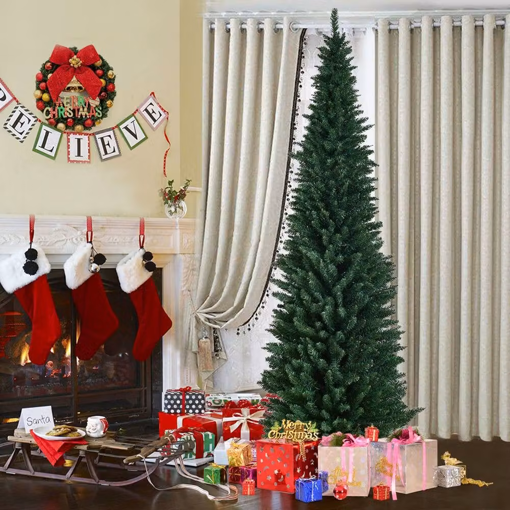 Costway 8ft Slim Artificial Christmas Tree in Green – 5