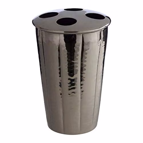 Orsina Hammered Metal Toothbrush Holder in Silver or Grey, W/D/H: 13 x 9 x 9 cm