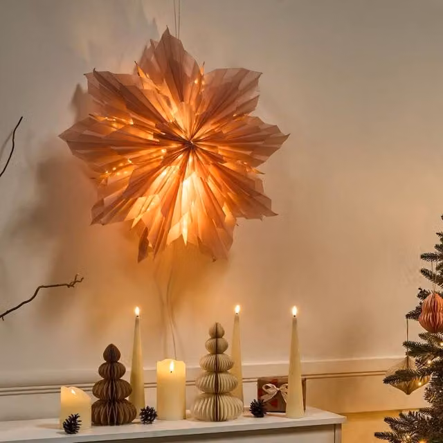 Wyld and Coco Pink Star Paper Shade Hanging Lamp – 1
