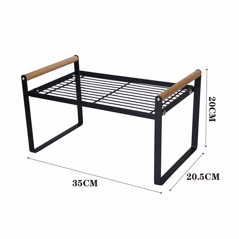 Kelvenix Large Cupboard Storage Rack and Spice Holder Shelf, Black, W/D/H: 35 x 20.5 x 20 cm – 2