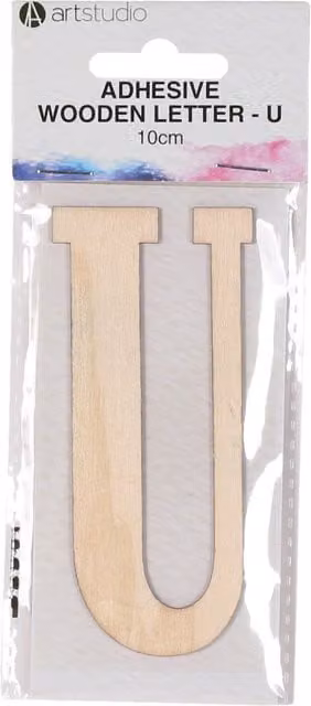 Art Studio Adhesive Wooden Letter U in Beige