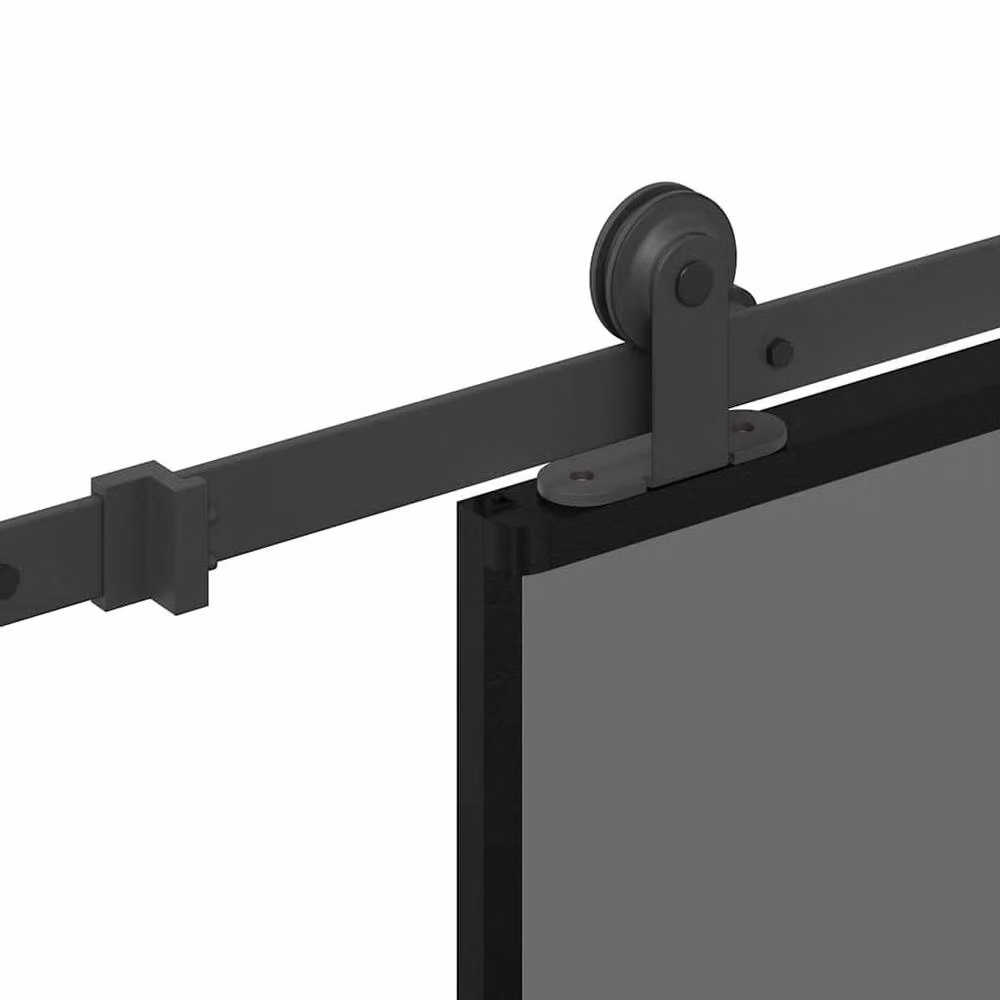Berkfield Home Industrial Sliding Door with Hardware Set, Black Aluminium and Transparent Tempered Glass, W: 76 cm, H: 205 cm – 3
