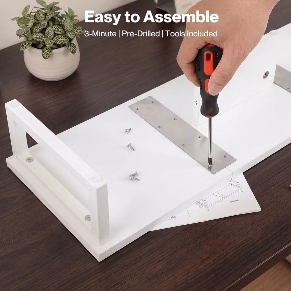 VOGREX White Dual Monitor Stand Riser, W: 90 cm – 3