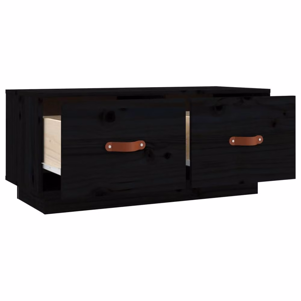 Berkfield Home Black Rustic Solid Wood Pine TV Cabinet W/D/H: 80 x 34 x 35 cm – 4