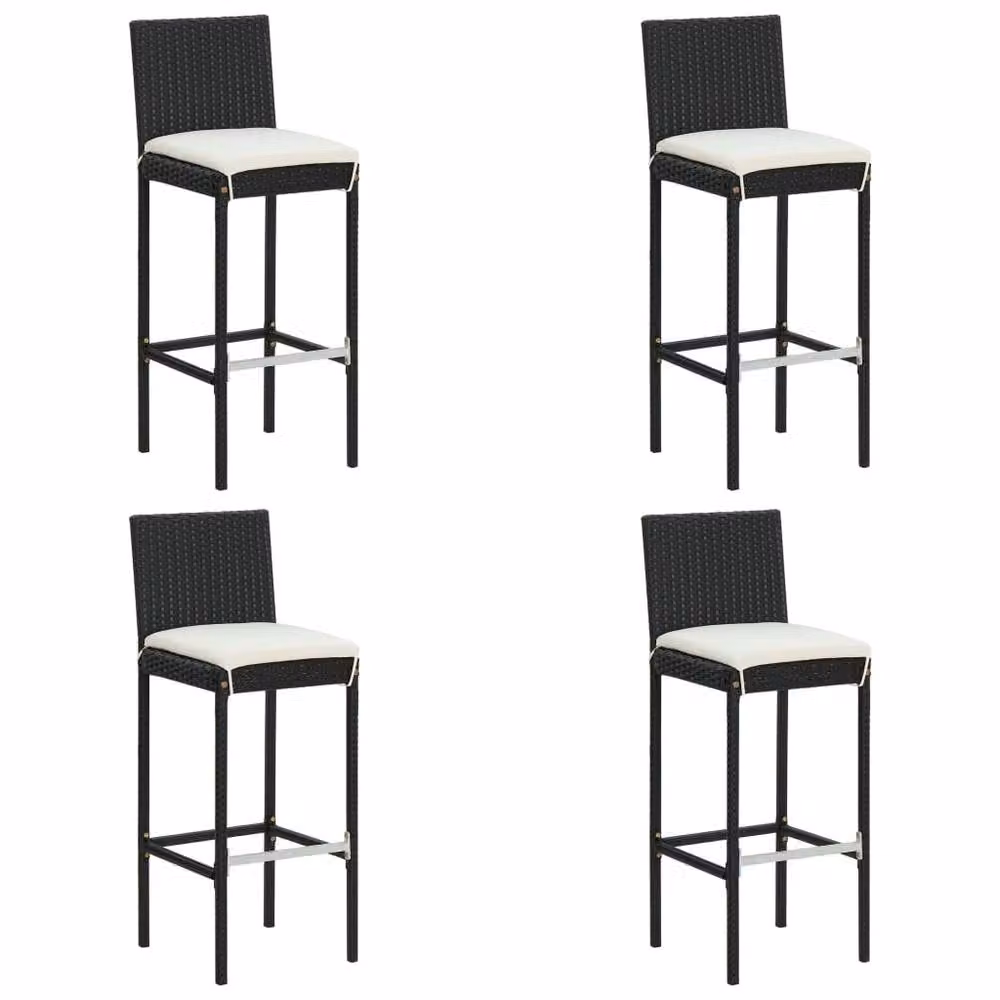 Berkfield Home 5 Piece Modern Poly Rattan Garden Bar Set with Cushions in Black – 1