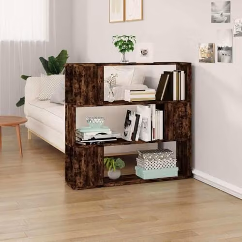vidaXL Book Cabinet and Room Divider in Smoked Oak, W/D/H: 100 x 24 x 94 cm – 2