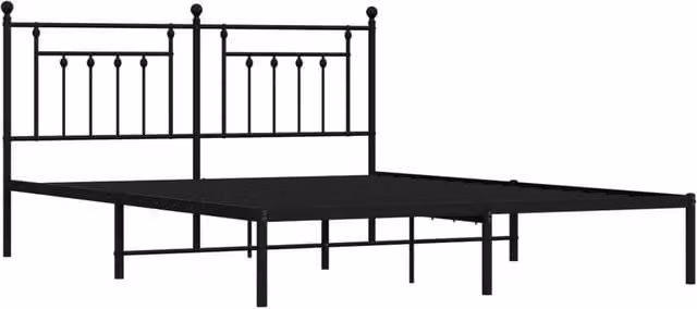 Berkfield Home Metal Bed Frame with Headboard in Black, W/D/H: 180 x 200 x 97 cm