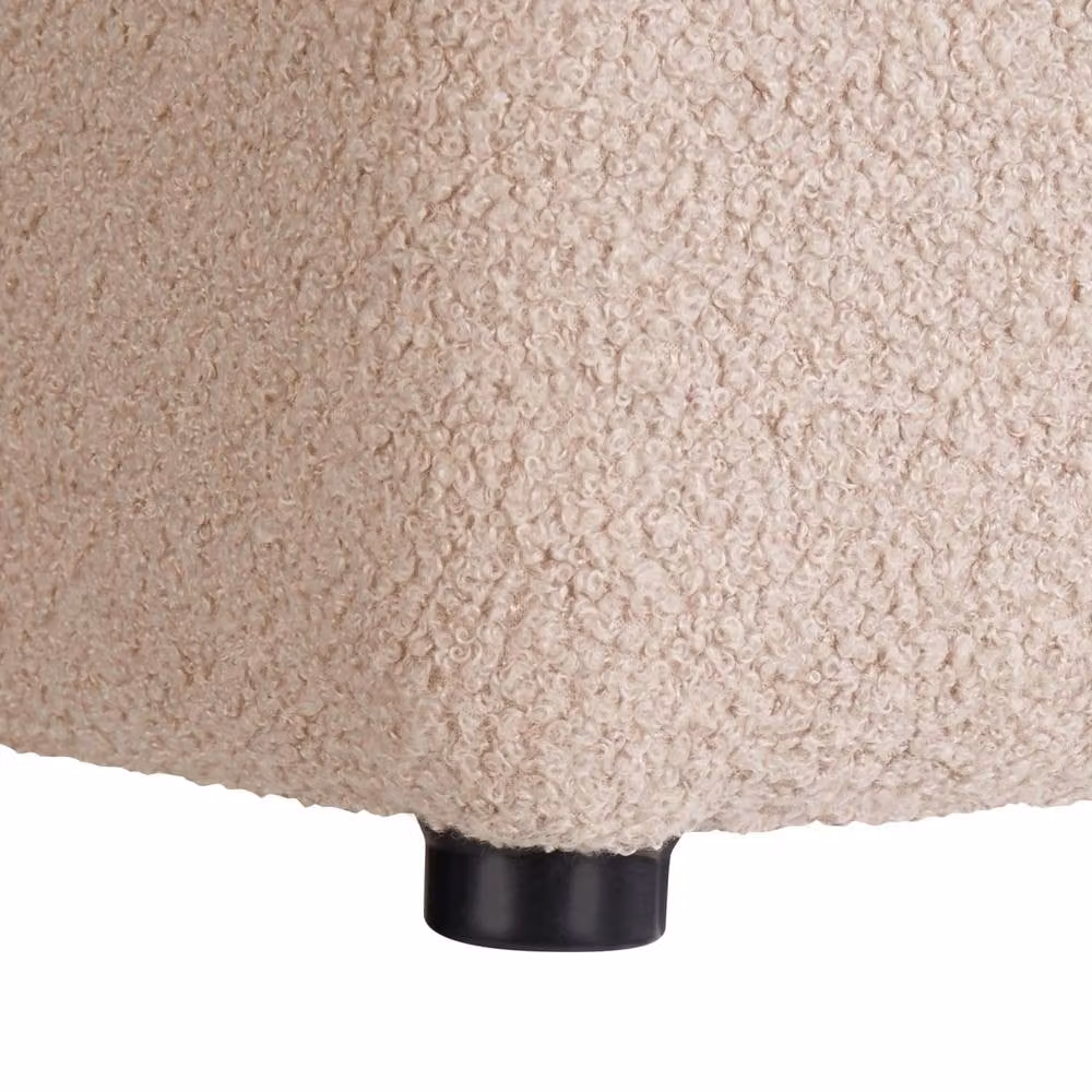 Wyld and Coco Beige Boucle Square Ottoman Footstool W/D/H: 38 x 38 x 38 cm – 3