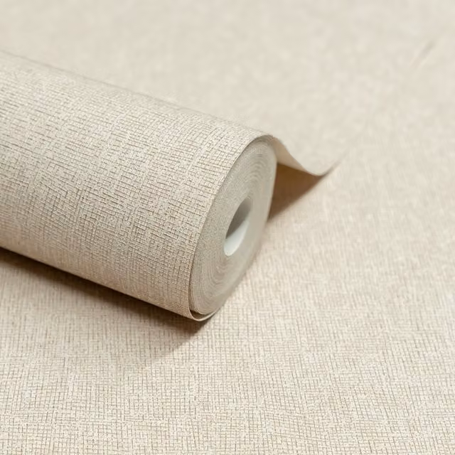 Atogo Boutique Woven Effect Embossed Wallpaper in Cream and Beige
