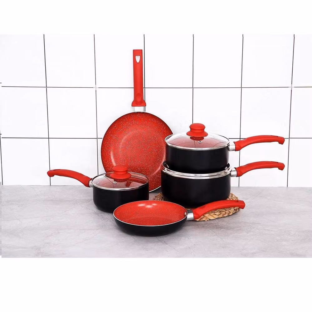 Havendro 8-Piece Red Non-Stick Marble Aluminium Cookware Set – 2