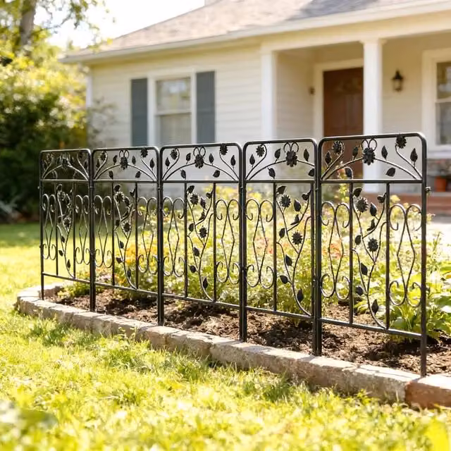 KORVIXA Black Steel Garden Fence, H: 80 cm, W: 60 cm, D: 60 cm – 1