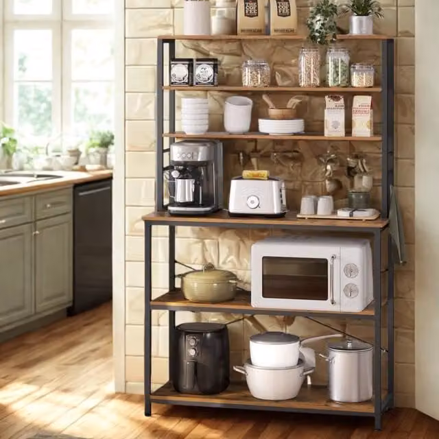 Pirlo Plush Industrial 6 Tier Kitchen Storage Rack with Adjustable Shelves, Brown, W/D/H: 40 x 40 x 167 cm – 1