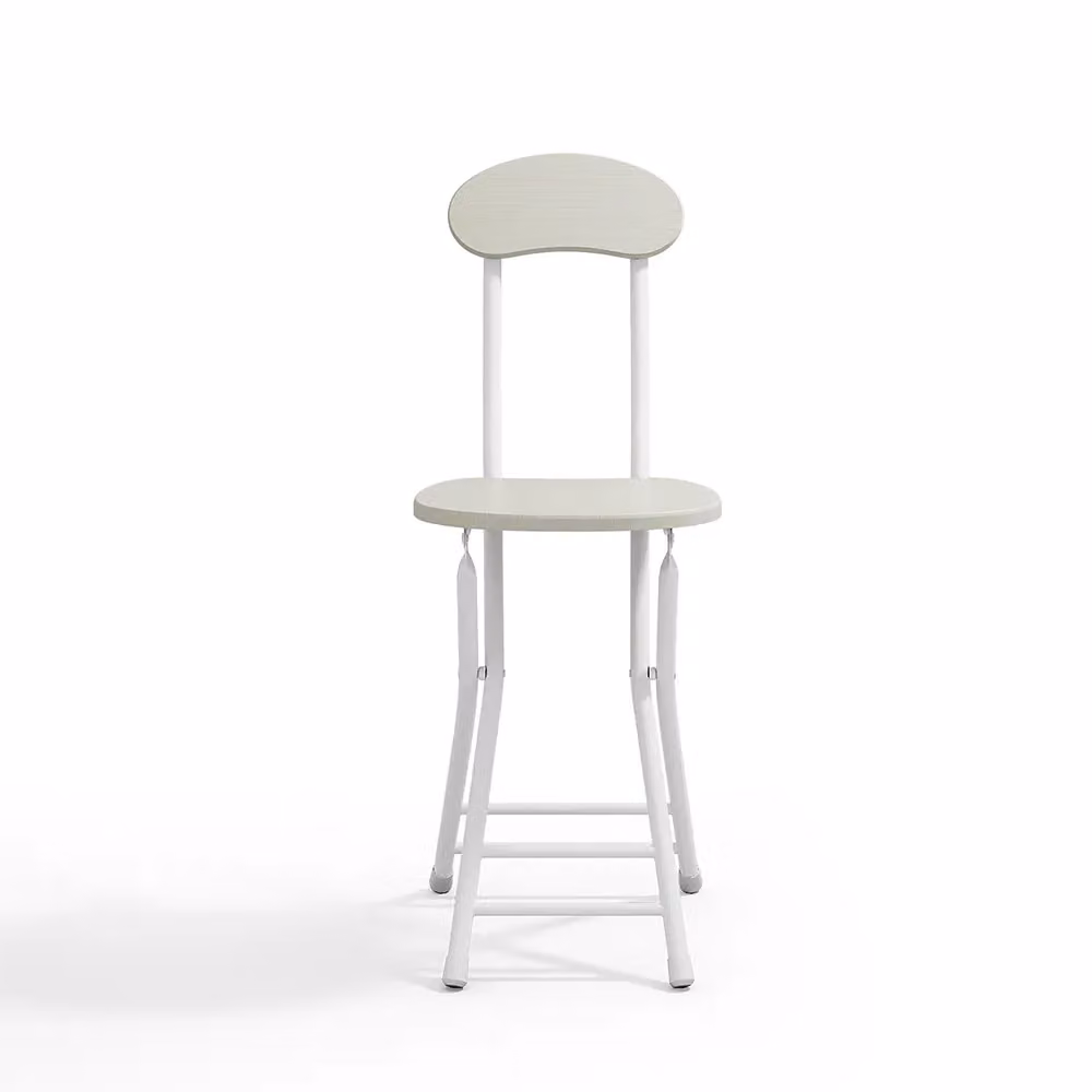 Living and Home Set of 4 Compact Wooden Folding Dining Chairs with Metal Legs in White – 2