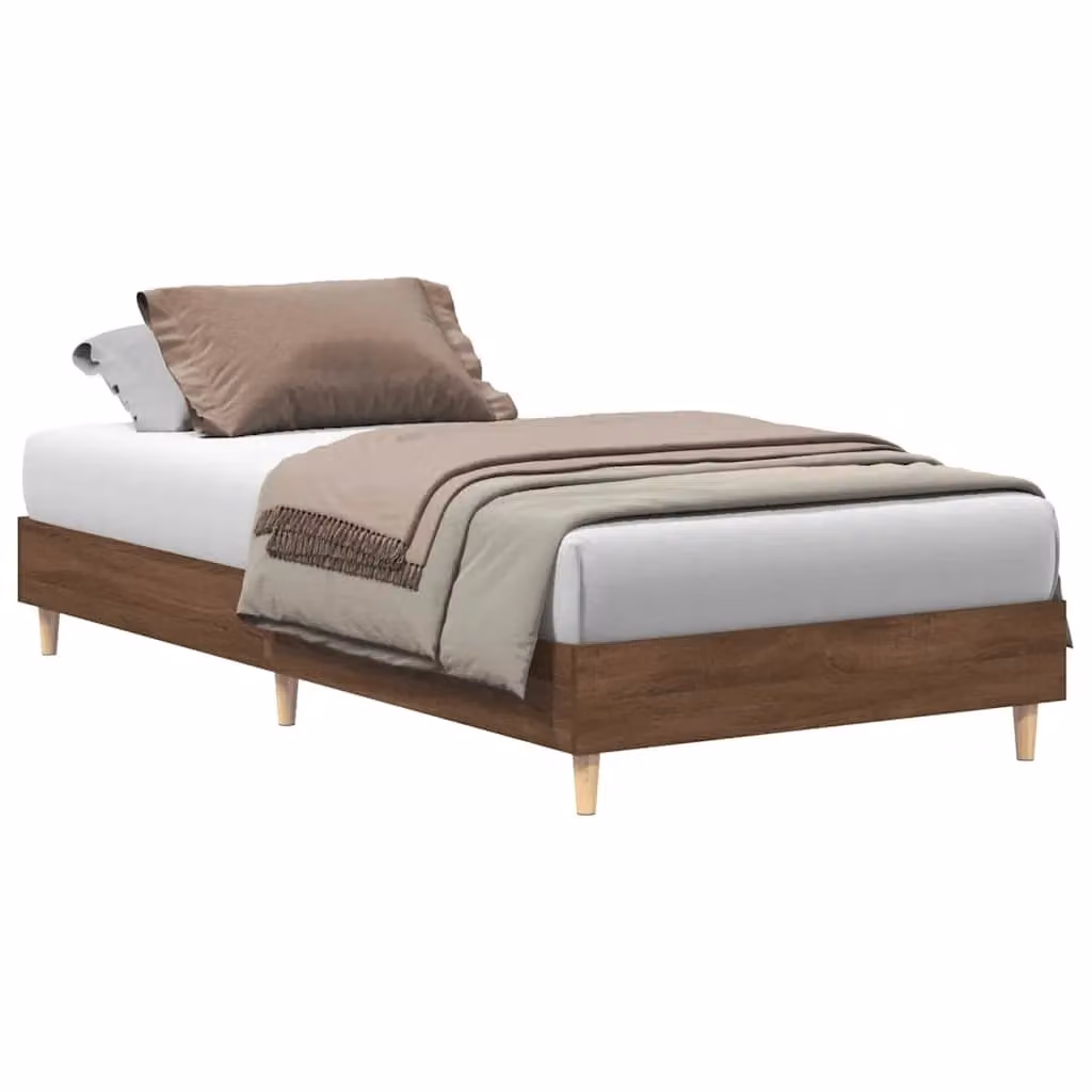 Berkfield Home Small Single Bed Frame in Brown Oak Engineered Wood, W: 75 cm, L: 190 cm – 2