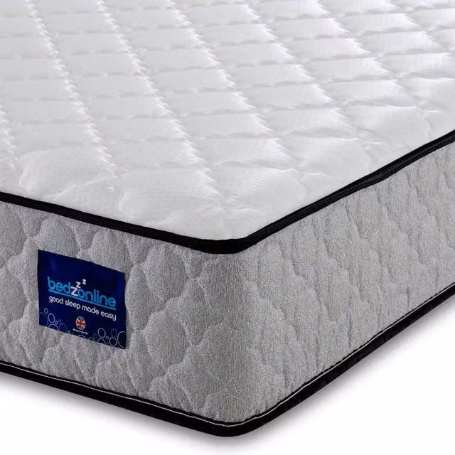 Bedzonline 7-Zone Hybrid Memory Foam and Spring Mattress, Grey, W: 180 cm, D: 200 cm, H: 17.78 cm