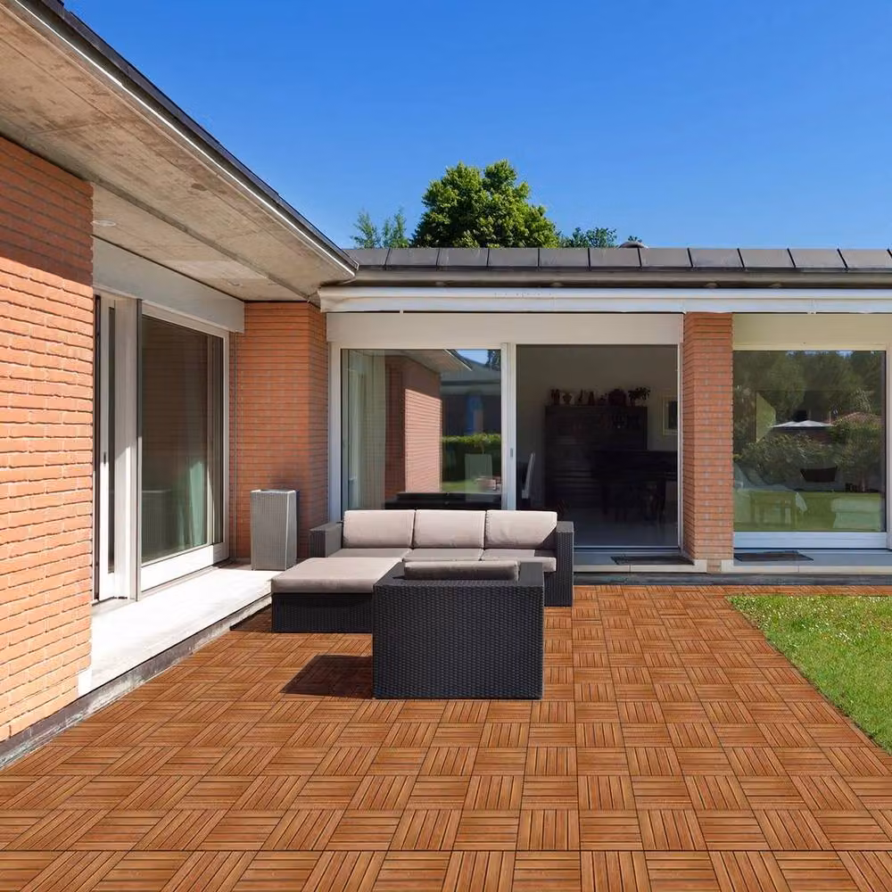 EONLION 9 Wood Interlocking Deck Tiles for Patio and Outdoor Garden, Brown, W/D/H: 200 x 100 x 2.286 cm – 3
