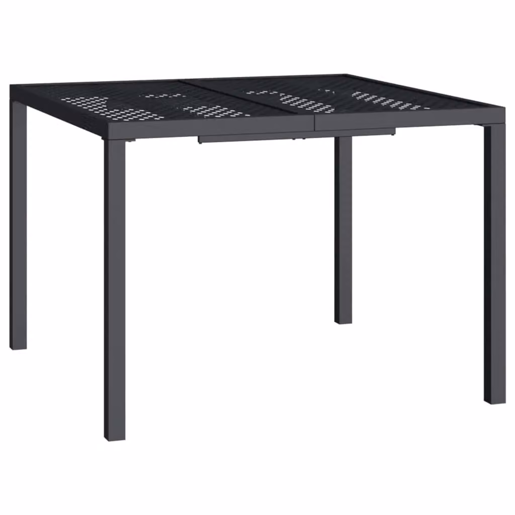 Berkfield Home Modern Geometric Garden Table in Anthracite Black Metal, W/D/H: 100 x 100 x 72 cm – 2