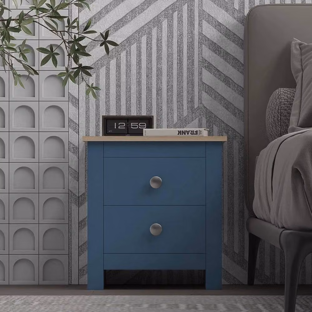 PAWNORA Modern Blue Bedroom Bedside Table – 3