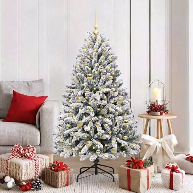 Berkfield Home Artificial Christmas Tree in Green and White, Height: 150 cm – 1
