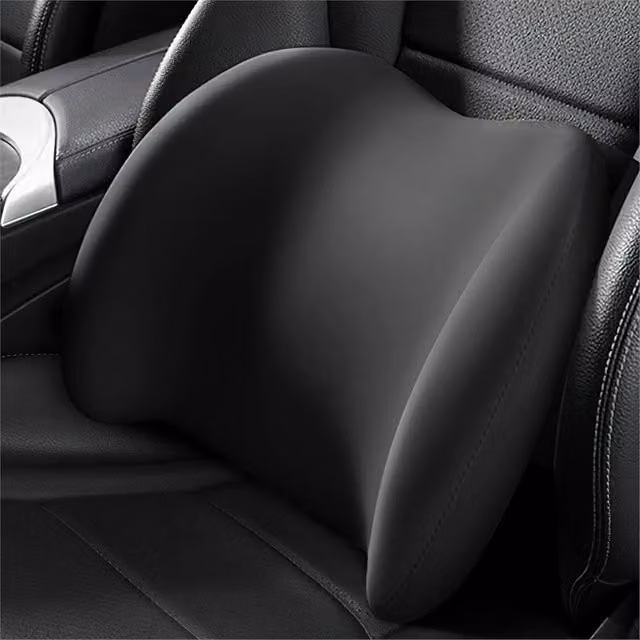 VOGREX Contoured Memory Foam Lumbar Support Back Cushion with Removable Knit Cover in Black