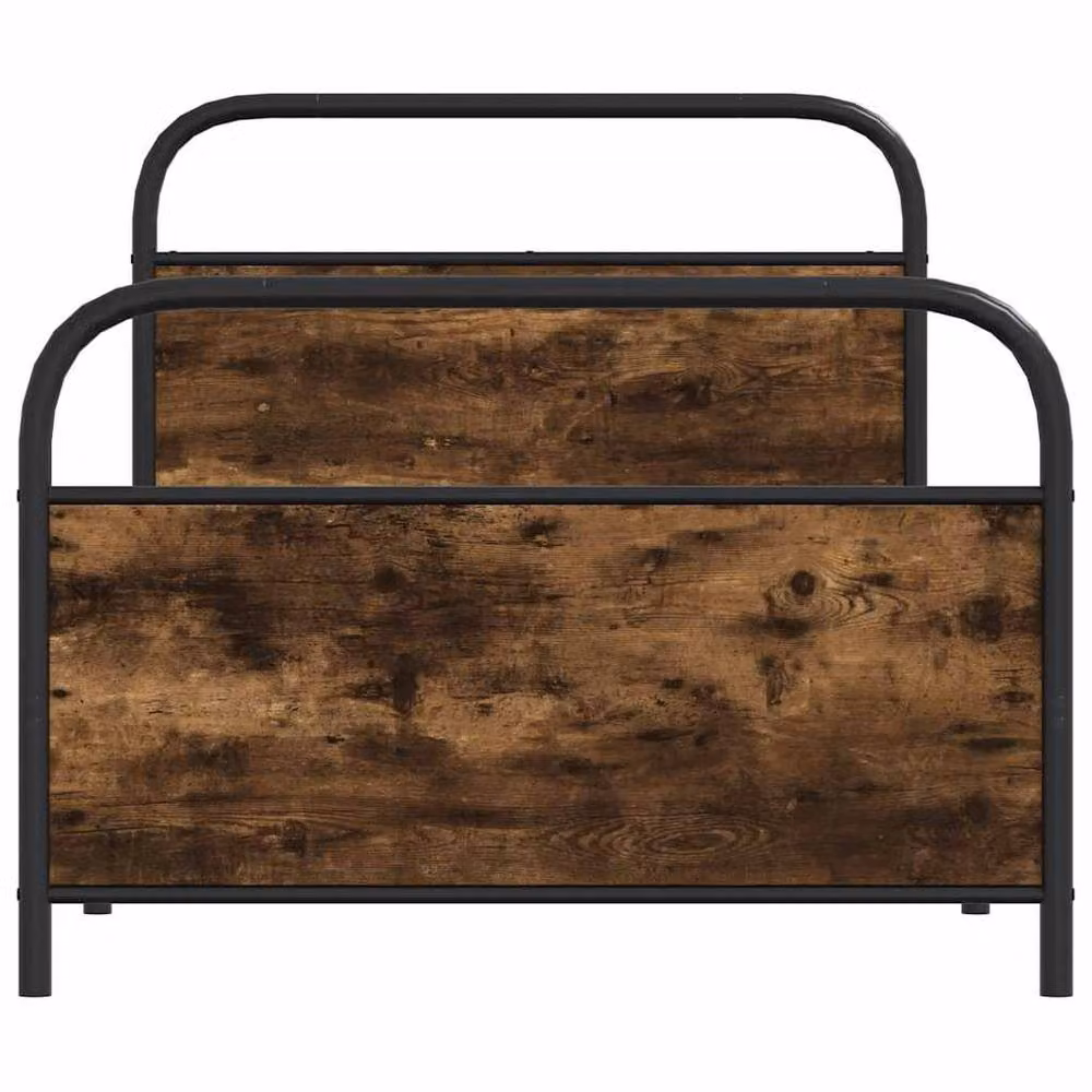 Berkfield Home Elegant Bed Frame in Smoked Oak Brown, W/D/H: 90 x 200 x 207 cm – 4