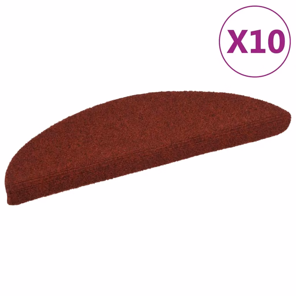 Berkfield Home Self-adhesive Red Needle Punch Stair Mats, 10 Pack, W/D/H: 56 x 17 x 3 cm – 2