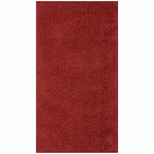THE RUGS Red Plain Shaggy High Pile Rug for Living Room and Bedroom, W/D/H: 110 x 60 x 3 cm – 4