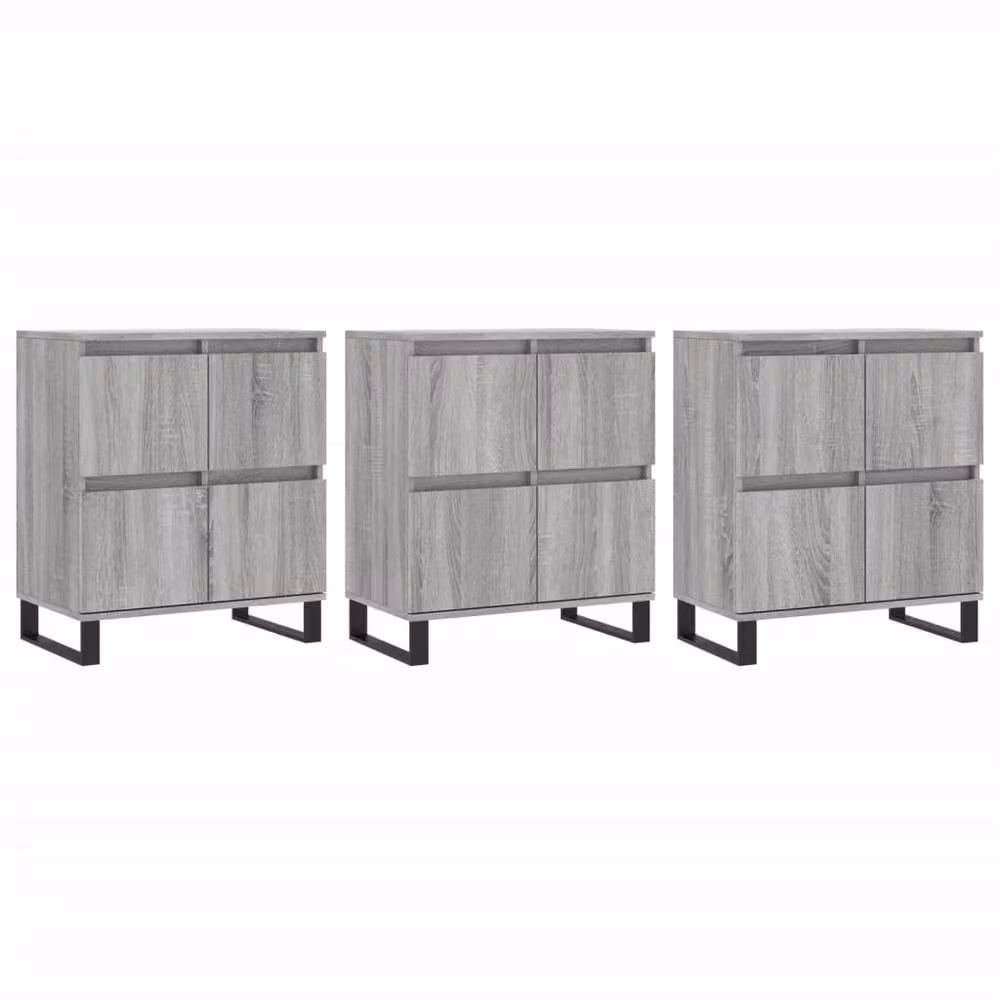 Berkfield Home Set of 3 Modern Grey Sonoma Sideboards in Engineered Wood – 3