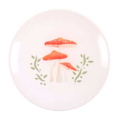 Something Different Wholesale Round Ceramic Mushroom Trinket Dish in Pink and Red – 1