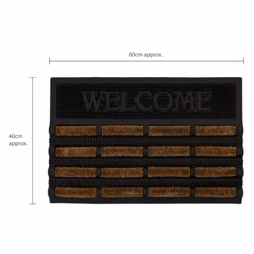JVL Nimbus Tuffscrape Coir and Rubber Doormat, Brown/Beige, W: 40 cm, D: 60 cm – 3