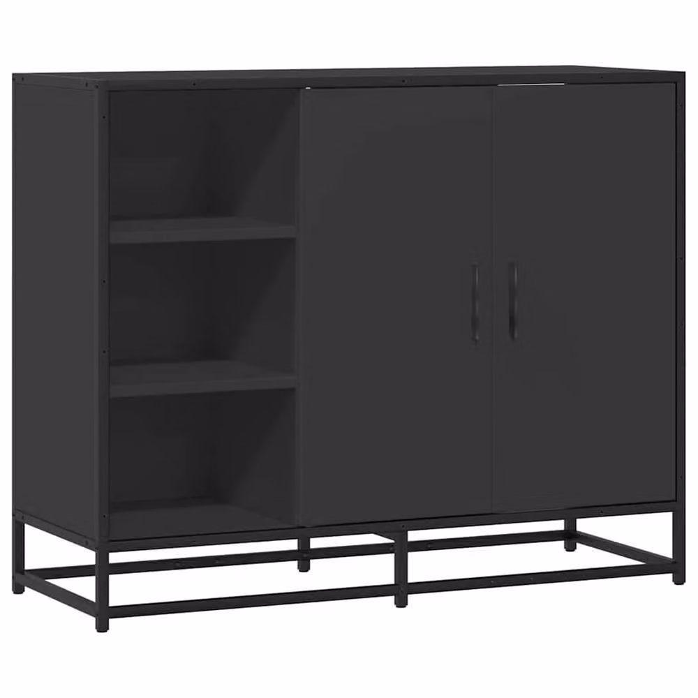 Berkfield Home Modern Black Sideboard in Matt MDF and Metal, W/D/H: 92 x 35 x 76 cm – 3