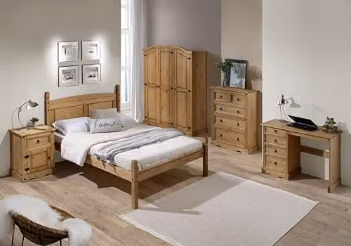 Mercers Furniture Corona 2 Door Arch Top Double Wardrobe in Solid Pine, H 190 cm x W 100 cm x D 51 cm – 2