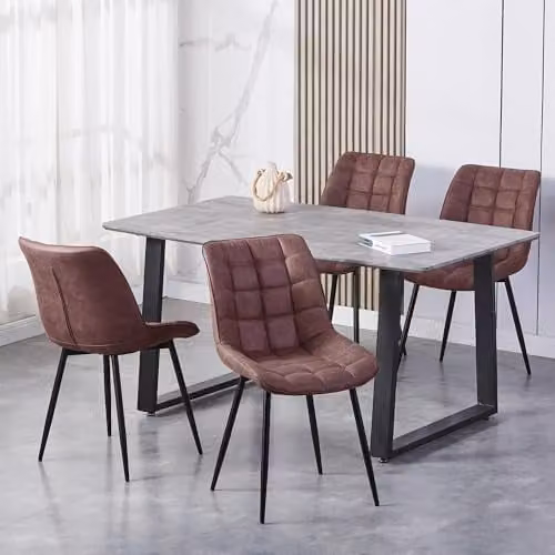 MCC Direct Alba Set of 2 Brown Faux Matte Suede Leather Dining Chairs with Metal Legs – 2