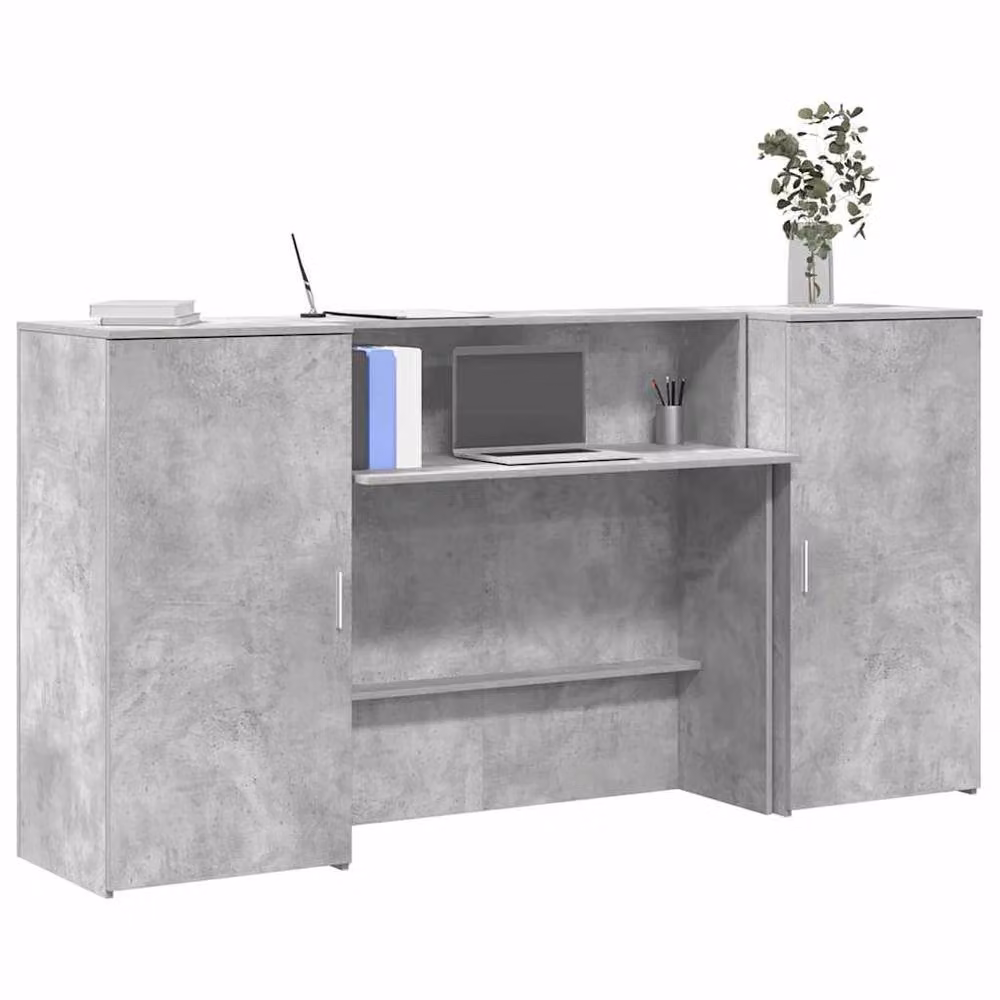 Berkfield Home Reception Desk in Concrete Grey, W/D/H: 200 x 50 x 103.5 cm – 2