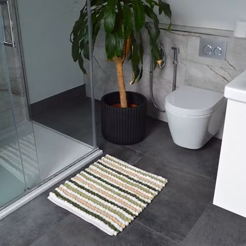 Allure Bath Fashions Striped Chunky Bobble Shower Mat in Green Stripe, W/D/H: 50 x 50 x 1 cm – 2